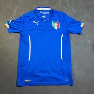 Italy 2014 World Cup Home Jersey Medium Puma FIGC Blue Soccer Jersey Authentic